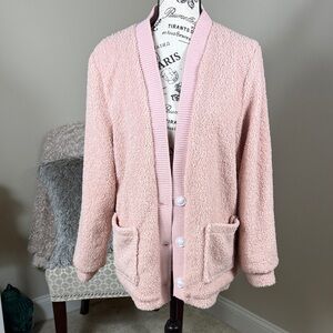 Cozy Pink Button-Up Cardigan